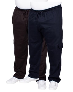 Bigdude Straight Leg Cargo Joggers Twin Pack Black/Navy