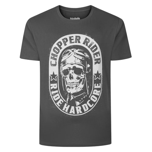 Bigdude Ride Hardcore Print T-Shirt Charcoal