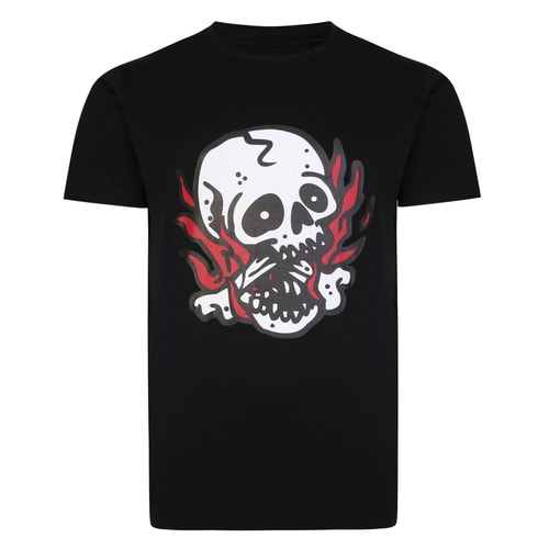 Bigdude Skull And Flames T-Shirt Black