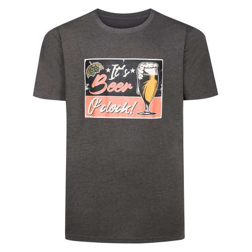 Bigdude Beer O'clock Print T-Shirt Charcoal Marl