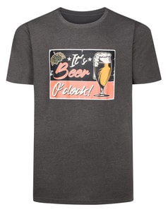 Bigdude Beer O'clock Print T-Shirt Charcoal Marl