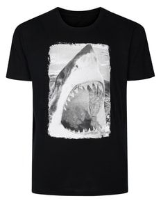 Bigdude Shark Photoprint Crew Neck T-Shirt Black