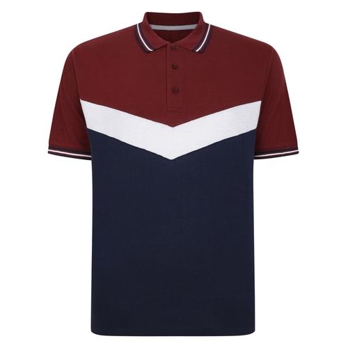 Bigdude Chevron Polo Shirt Navy/Burgundy Tall