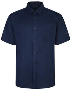 Bigdude Short Sleeve Linen Woven Shirt Navy
