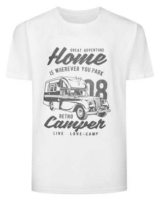 Bigdude Home Camper Print T-Shirt White