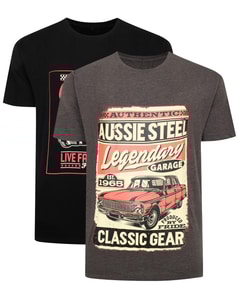 Bigdude Race Car Twin Pack T-Shirts Black/Charcoal
