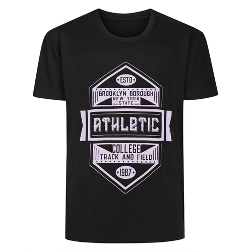 Bigdude Athletic Print T-Shirt Black Tall