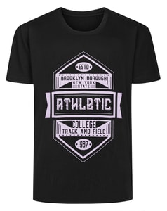Bigdude Athletic Print T-Shirt Black Tall