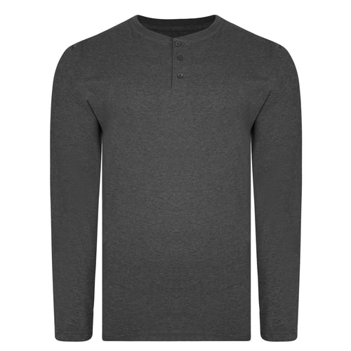 Bigdude Long Sleeve Grandad T-Shirt Charcoal