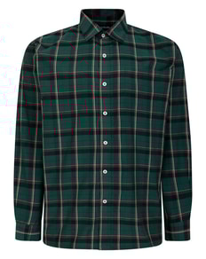 Bigdude Checked Poplin Long Sleeve Shirt Green/Red Tall