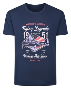 Bigdude Flying Legends Print T-Shirt Navy