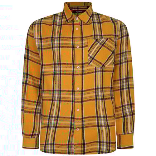 Bigdude Summer Long Sleeve Flannel Shirt Yellow