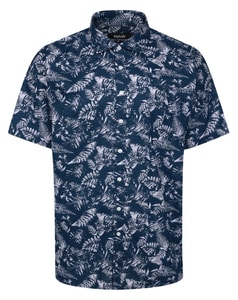 Bigdude Tropical Leaf Short Sleeve Shirt Deep Blue