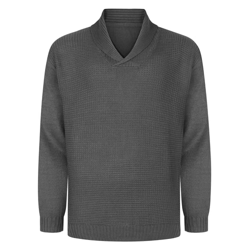 Bigdude Shawl Neck Jumper Charcoal