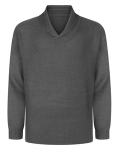 Bigdude Shawl Neck Jumper Charcoal