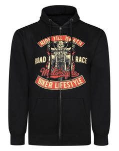 Bigdude Motorcycle Print Full Zip Hoody Black
