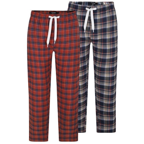 Bigdude Twin Pack Woven Pyjama Pants Blue/Burnt Orange