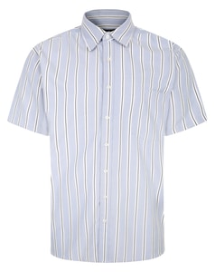 Bigdude Short Sleeve Striped Shirt Navy Tall