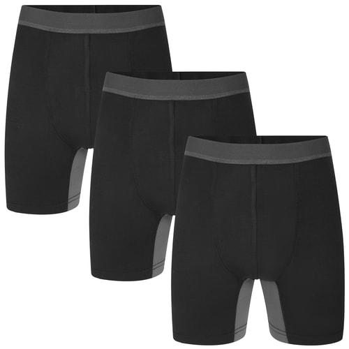 Bigdude 3 Pack Anti Chafe Boxers Black/Charcoal