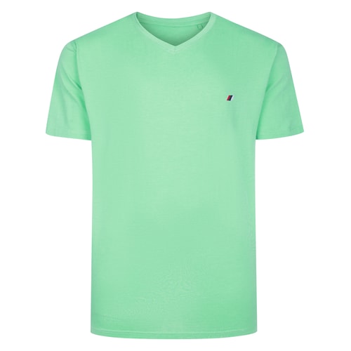 Bigdude Embroidery V-Neck T-Shirt Light Green Marl Tall