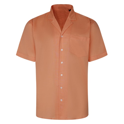 Bigdude Relaxed Collar Linen Blend Shirt Peach