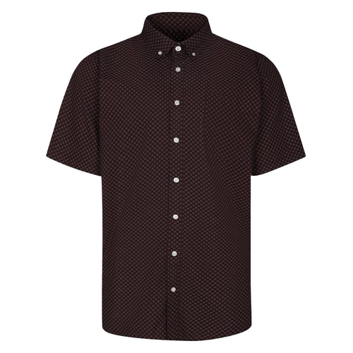 Bigdude Button Down Circle Short Sleeve Shirt Brown Tall