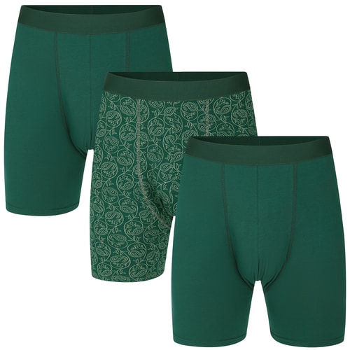 Bigdude 3 Pack Paisley AOP Boxer Shorts Green