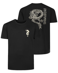 Bigdude Dragon Small Front And Back Print T-Shirt Black Tall