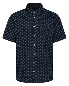 Bigdude Button Down Mosaic Tile Short Sleeve Shirt Black