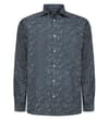 Ornamental Print Long Sleeve Poplin Shirt Navy