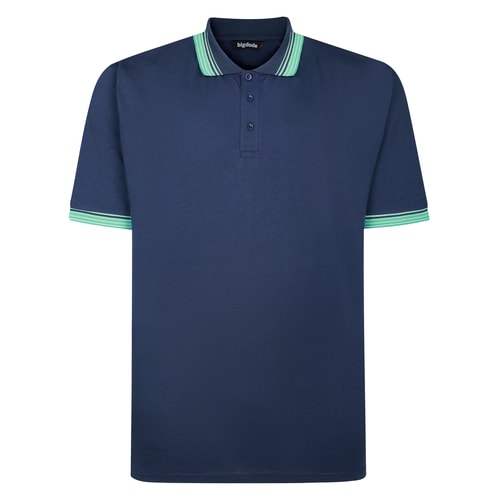 Bigdude Ombre Tipped Collar Polo Midnight Blue Tall