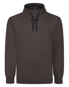 Bigdude Drawcord Placket Hoodie Dark Brown