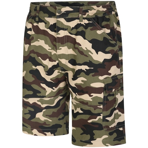 Bigdude Elasticated Waist Cargo Camo Shorts Khaki