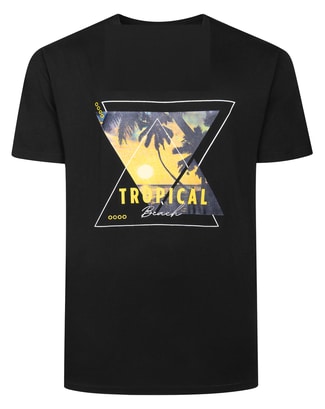Bigdude Tropical Print T-Shirt Black
