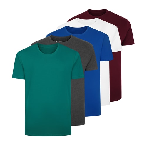 Bigdude 5 Pack Plain T-Shirts Multi Tall