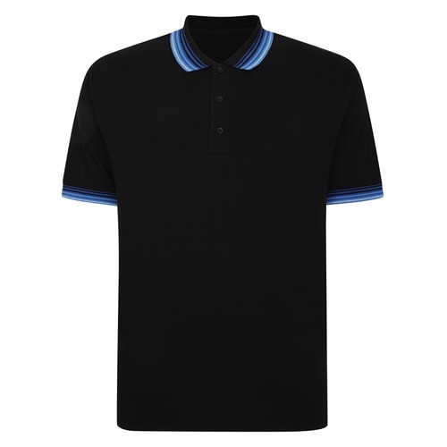 Bigdude Ombre Tipped Collar Polo Black Tall