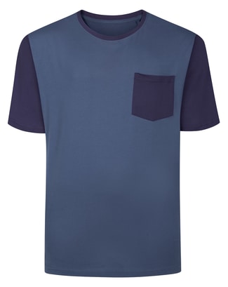 Bigdude Contrast Pocket T-Shirt Dusty Blue/Navy Tall