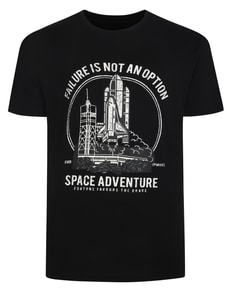 Bigdude Space Adventure Print T-Shirt Black Tall