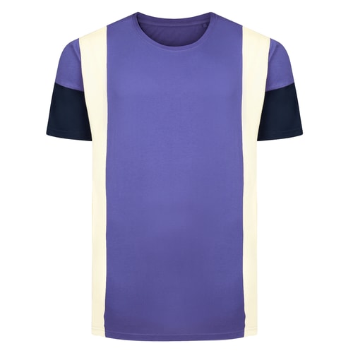 Bigdude Side Panel Cut & Sew T-Shirt Indigo/Cream/Navy