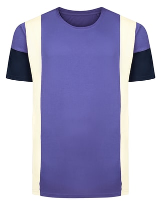 Bigdude Side Panel Cut & Sew T-Shirt Indigo/Cream/Navy