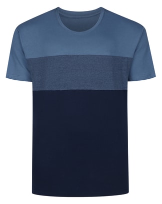Bigdude Cut & Sew Stripe T-Shirt Navy