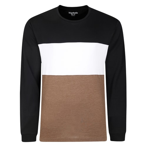 Bigdude Colour Block Long Sleeve T-Shirt Black