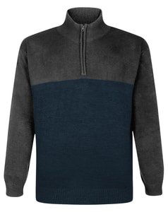 Bigdude 1/2 Zip Knitted Colour Block Jumper Charcoal/Navy