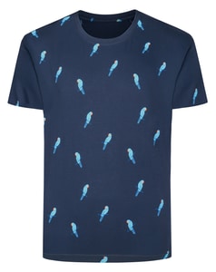 Bigdude Parrot AOP T-Shirt Navy Tall