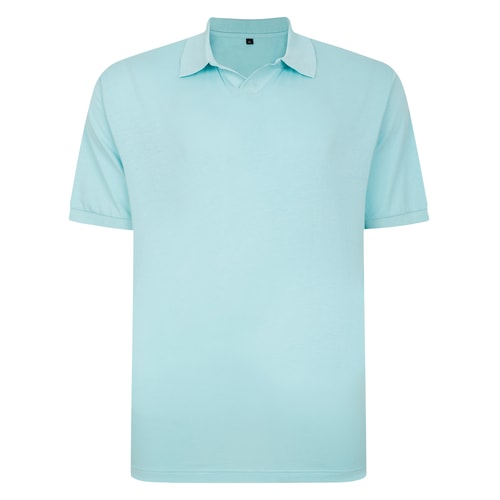 Bigdude Soft Jersey Cuban Collar Polo Shirt Turquoise Tall