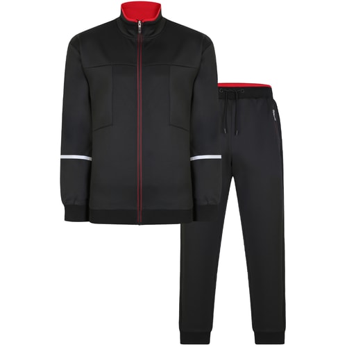 Bigdude Tricot Funnel Neck Tracksuit Black