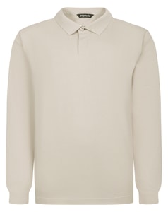 Bigdude Concealed Button Placket Long Sleeve Polo Stone