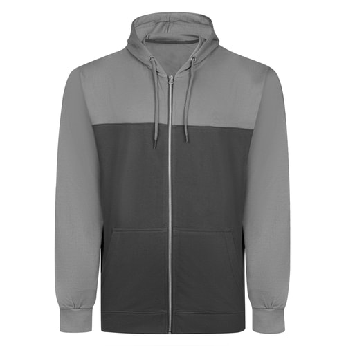 Bigdude Colour Block Zipped Hoody Charcoal/Grey