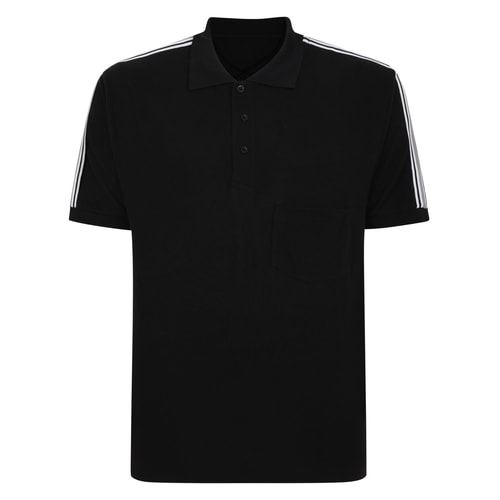 Bigdude Shoulder Stripe Polo Shirt Black Tall