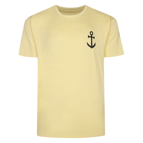 Bigdude Anchor Chest Print T-Shirt Yellow